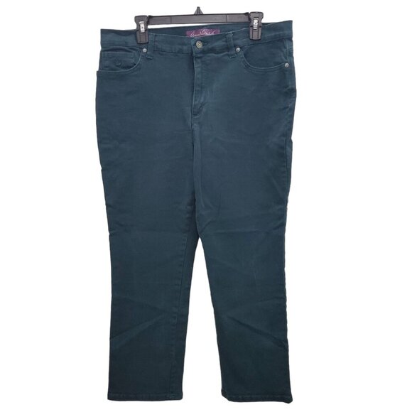 Gloria Vanderbilt Amanda Petite Women's Teal Stretch Straight Leg Jeans Plus 16P - Picture 1 of 7